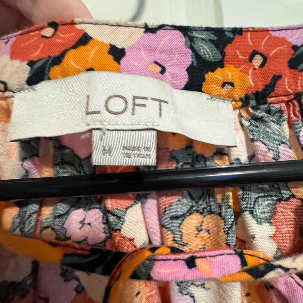 LOFT Floral Blouse - Pink, Orange, Black - Picture 2 of 2